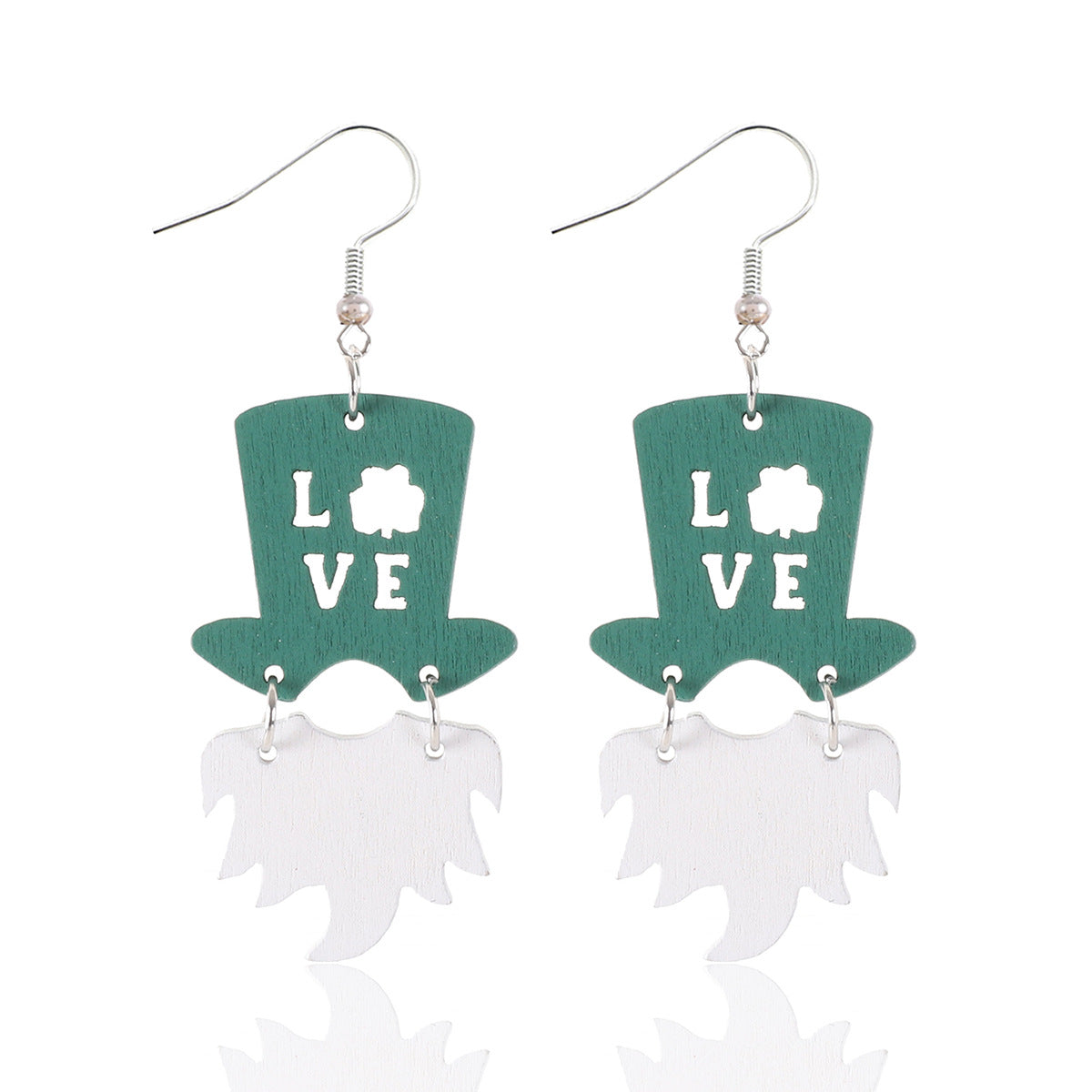 Wholesale St. Patrick LOVE Hat Wooden Earrings